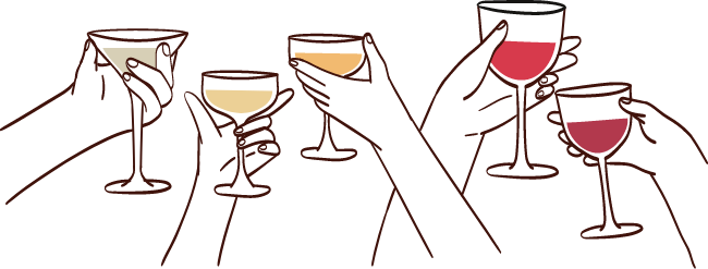 グラスを掲げるイラスト